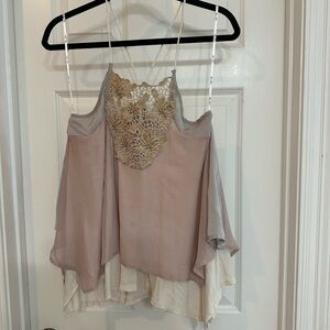 Miss Me Beige and Cream Crochet Camisole